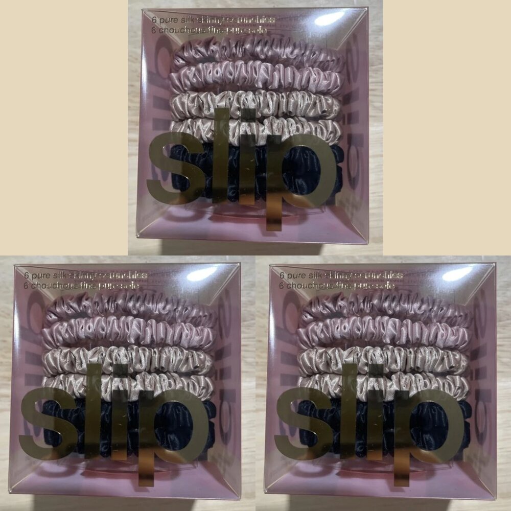 3x - Slip Silk Hair Ties in Black, Pink, and Caramel